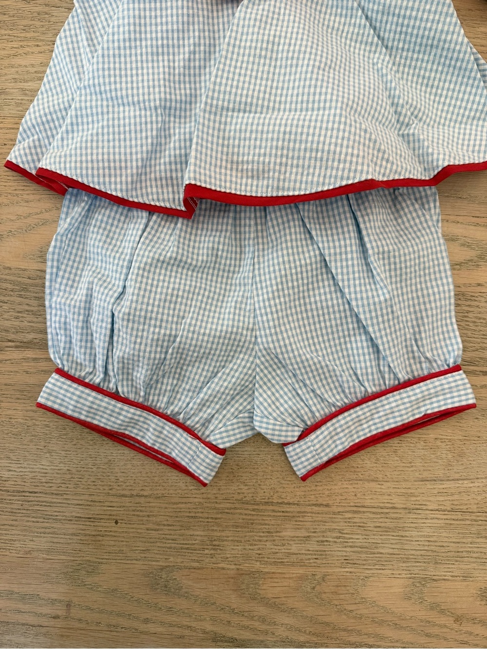 Kate Mack Blue Gingham Girls Matching Set with Cherry Trim - Picture 3 of 3